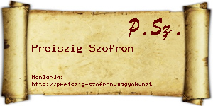 Preiszig Szofron névjegykártya